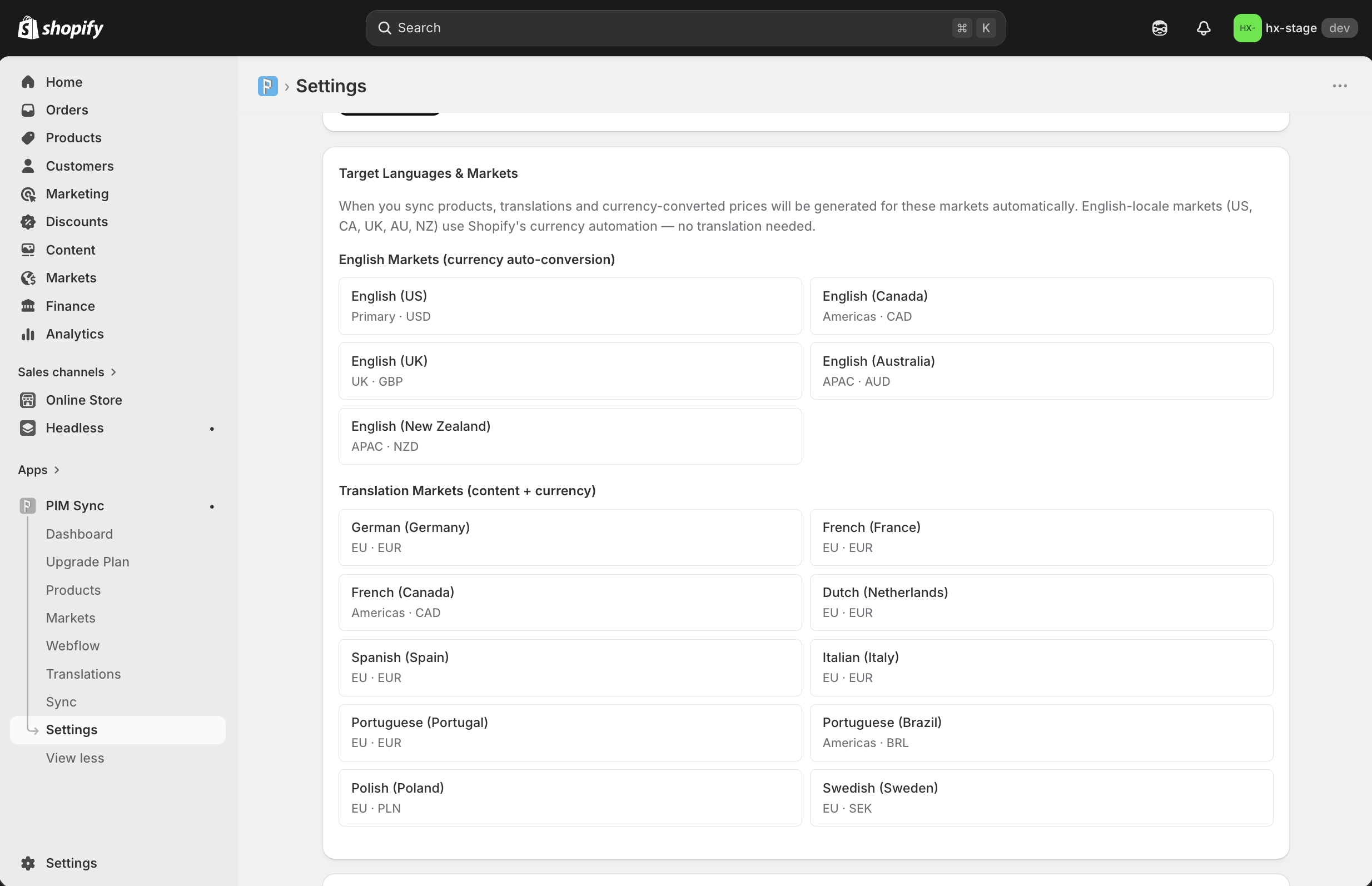 Target Languages & Markets
